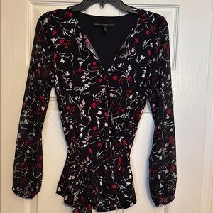 Black Floral Long Sleeve Top